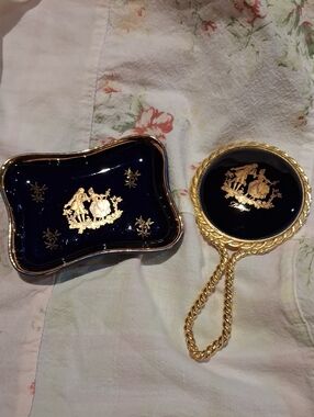 Limoges Antique Mirror And Trinket Dish